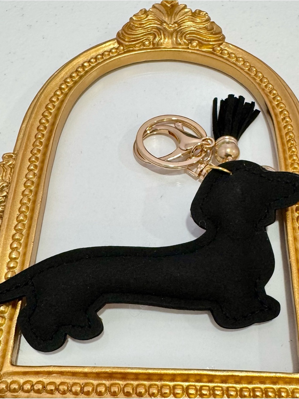 New Crystal Dachshund Keychain - Black & Gold - Picture 6 of 6